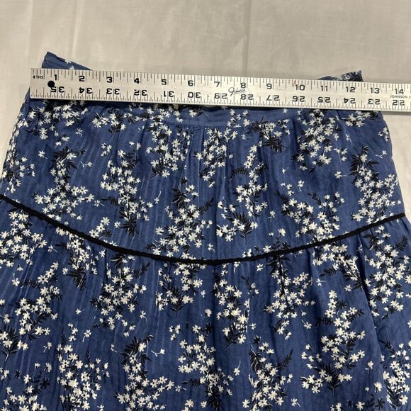 Ulla Johnson Womens Skirt XS Blue White Floral Tiered Cotton Silk Blend Corpcore - Picture 6 of 8